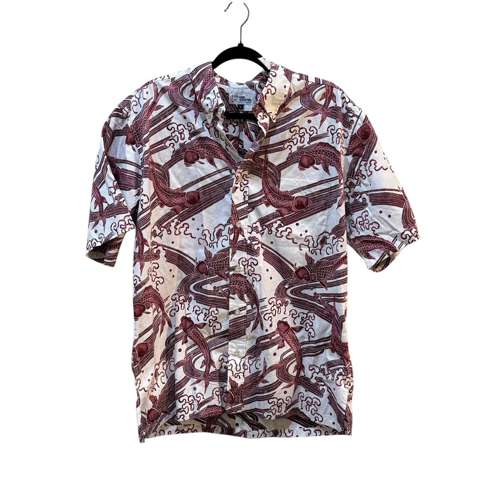 Reyn Spooner Koi Stream‎ Button Down Red Size Tawny Port Size Large Asian